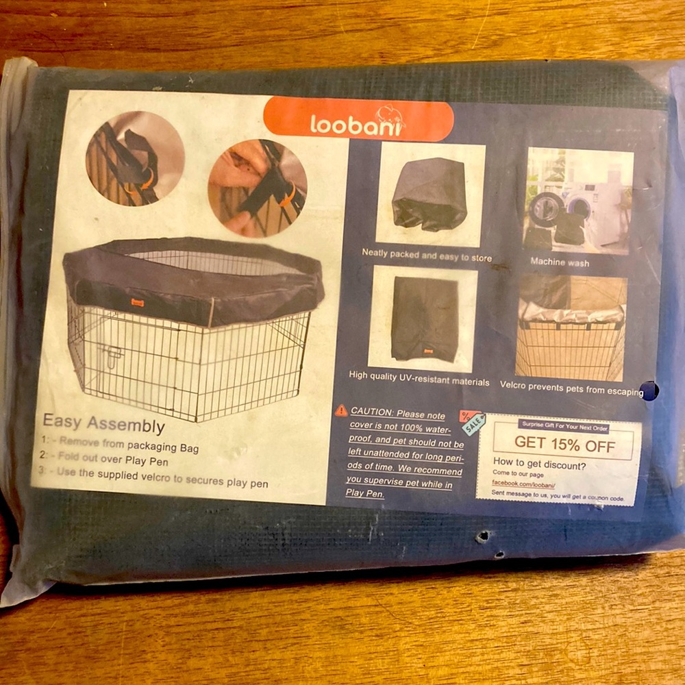 Loobani pet playpen cover for 8 panels (24” panels) - new & unopened